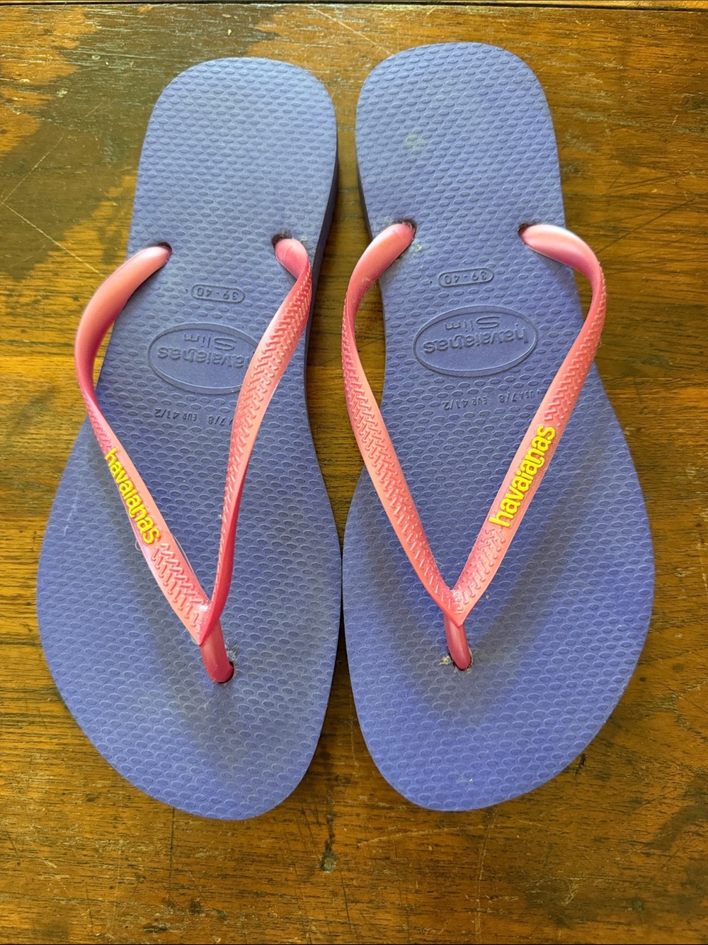 Havaianas Women's Purple Flip Flops with Pink Straps